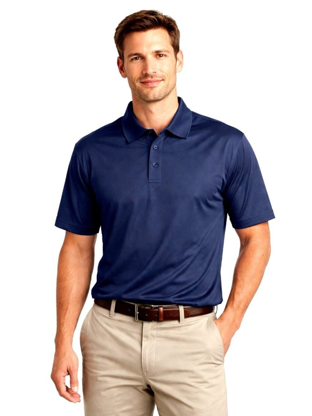 Syntrel Mens Performance Mesh Polo Top Golf Shirt Dark Blue Navy Size XL